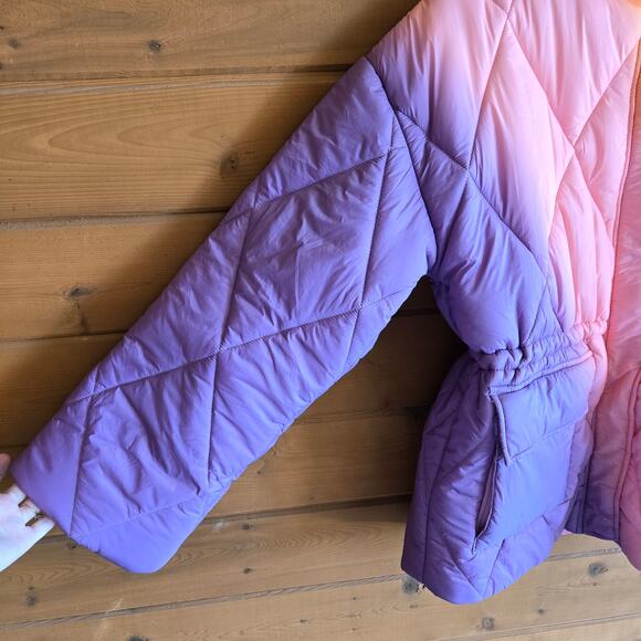 Electric & Rose Aiden Ombre Quilted Jacket NWT L Pink Purple Orange Puffer Coat - Picture 13 of 15